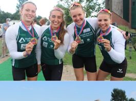 Viererkajak Damen: Gesine Ragwitz, Katinka Hofmann, Sarah Brüßler & Xenia Jost gewinnen DM-Titel im Viererkajak über 500 Meter. Letzter Erfolg der Rheinbrüder liegt sechs Jahre zurück. Sieger-Canadier 1.000m: Die Sieger der Deutschen Meisterschaft im Canadier-Einer 1.000m: Tim Bechtold (v.l.), Olympionike Conrad Scheibner (Berlin) und Florian Köppen (Leipzig). Kajak-Fahrerin: Gesine Ragwitz war die erfolgreichste Kanutin aus Karlsruhe (Fotos: MaT/Rheinbrüder)