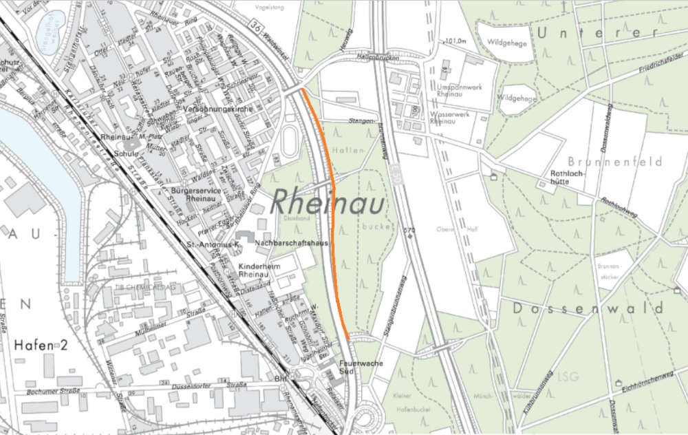 Notwendige Fahrspur-Reduzierung auf der B36 (Quelle: Stadt Mannheim)