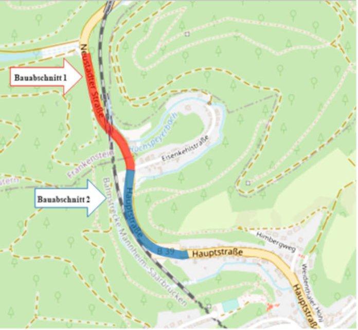 Die beiden Bauabschnitte im Oktober 2021 (Foto: LBM Speyer)