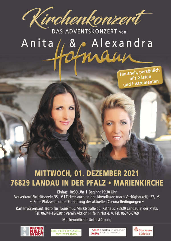 Anita & Alexandra Hofmann sind auf Kirchenkonzert-Tournee und treten am 1. Dezember in der Landauer Marienkirche auf. (Quelle: Hofmann Management GmbH)