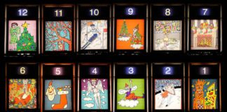 James Rizzi Fenster Neustadt an der Weinstraße Rathaus XXL-Adventskalender (Fotorechte: © Art Licensing International GmbH)