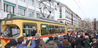 Straßenbahnkorso am 12.12.2021 in Karlsruhe (Foto: VBK)