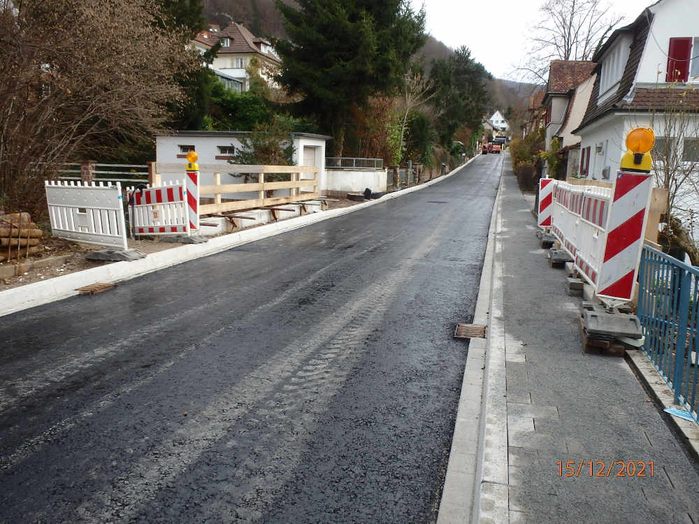 Freie Fahrt im Schulbergweg in Ziegelhausen: Die Straße ist wieder befahrbar, alle Sperrungen sind aufgehoben. (Foto: Stadt Heidelberg)