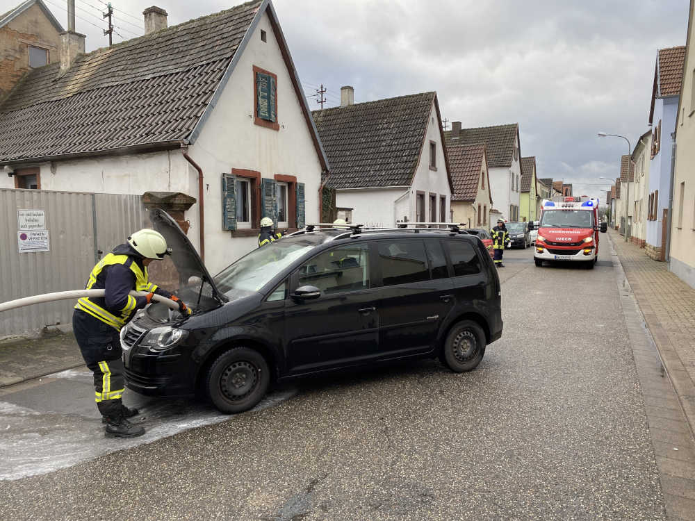 PKW-Brand in Geinsheim (Foto: Feuerwehr Neustadt)