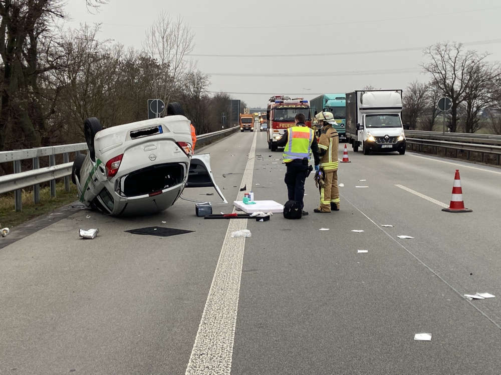 Verkehrsunfall auf der BAB 6 (Foto: Polizei RLP)