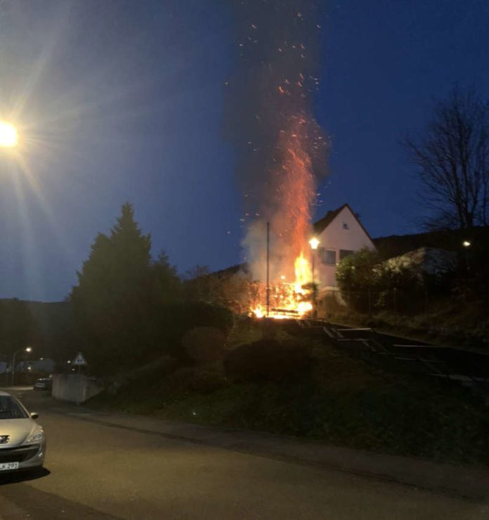 Brand von Thuja-Hecken (Foto: Feuerwehr VG Lambrecht)