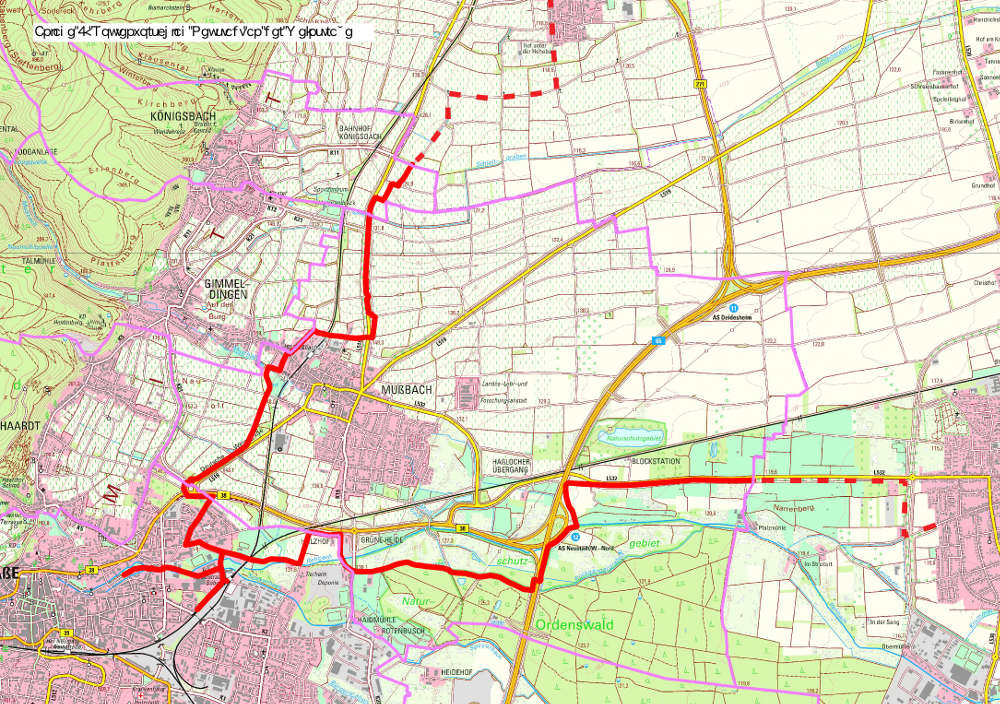 Routenverlauf barrierefreie Radwege Neustadt (Quelle: Stadtverwaltung Neustadt)