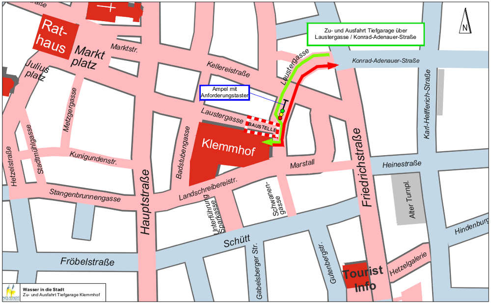 Wasser in die Stadt - Zufahrt Tiefgarage Klemmhof (Grafik: Stadtverwaltung Neustadt)