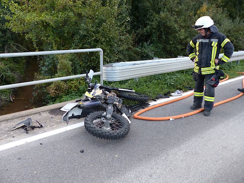 Das beteiligte Motorrad (Foto: Feuerwehr Neustadt)