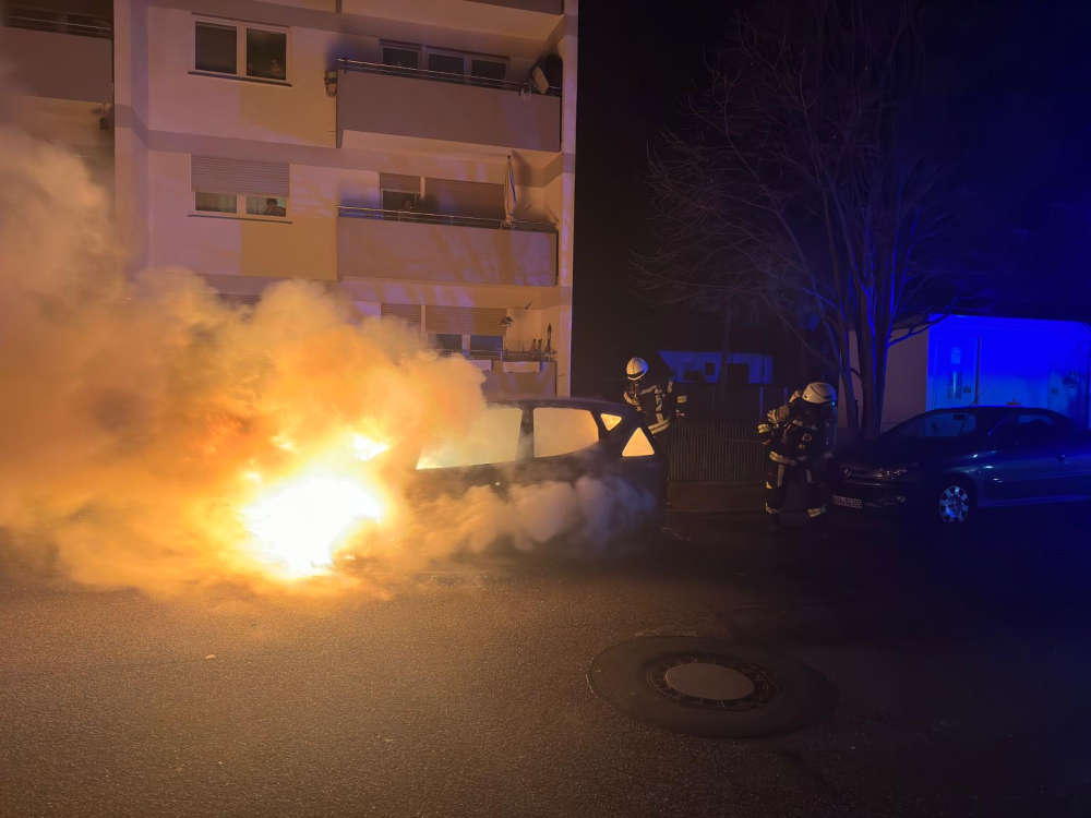 Brennender PKW (Foto: Feuerwehr Haßloch)