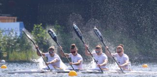 Foto: Rheinbrüder | Tirolf BU Viererkajak Damen: Junge Vierer-Crew mit Lena Röhlings (Berlin), Katinka Hofmann, Sarah Brüßler (beide Karlsruhe) und Enja Rösseling (Essen) sichern dem DKV vier Quotenplätze