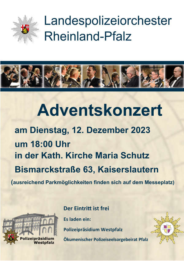Plakat Adventskonzert (Quelle: Polizeipräsidium Westpfalz)