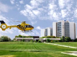 BG Klinik Ludwigshafen und Christoph 5 (Foto: ADAC Luftrettung)